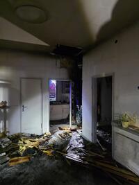 Die Friedenskirche von innem nach dem Brand. 