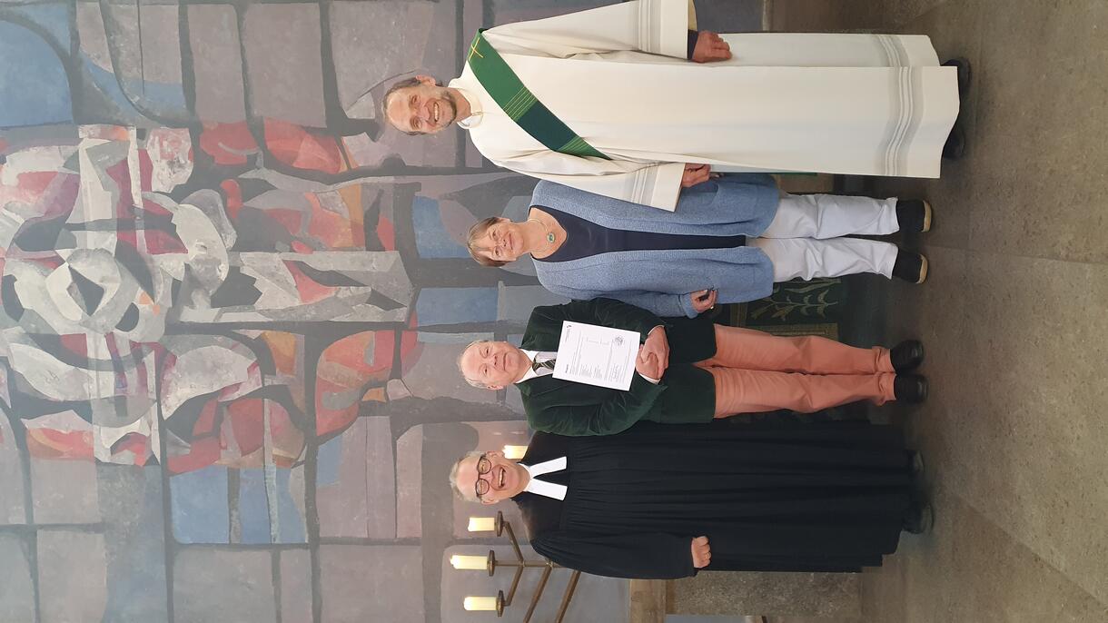 Wolfgang Weich, Martin Hub, Cornelia Krines-Eder (Vorsitzende des Ökumenischen Arbeitskreis der Pfarreien St. Anton, Christuskirche und Maria Hilf), Diakon Joachim Werb
