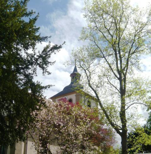 Automatische Außenrenovierung durch den Frühling: Kirche von Obbach